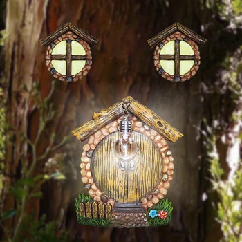 Fe Gnome Hjem Haven Træ Dekorationer Offentlig | Gnome Hus, Vindue og Dør til Træer Art Værftet Skulpturer Fe Decors